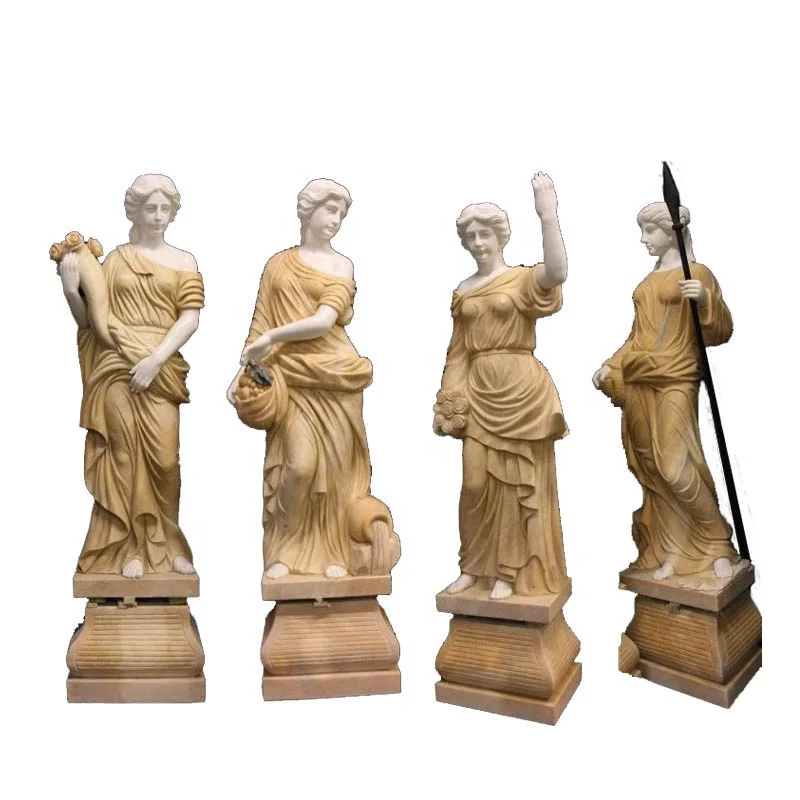 Factory Supply Outdoor Natural Stone Marble Four Seasons Angel Statues