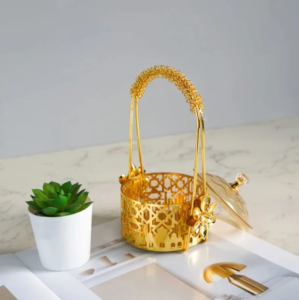 Middle East Arab Decor Gold Iron Tray Electroplated Snack Candy Box