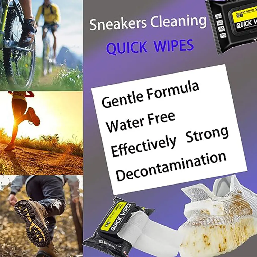 Shoe Sneaker Wipes Cleaner Quick Wipes Disposable Travel Portable Removes Dirt, Stains