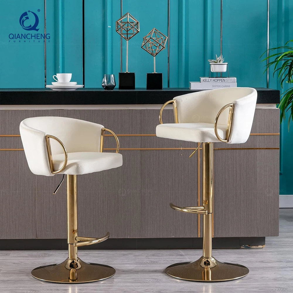 Modern Luxury Gas Lift Bar Chair with Swivel Adjustable Height Stool High Counter Backrest Home Cafe Hotel other bar furniture
