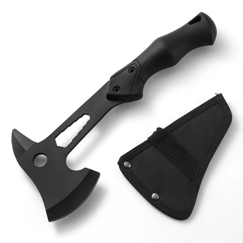 New outdoor multi-purpose open mountain axe with hexagon board hand and all black rubber handle fire axe