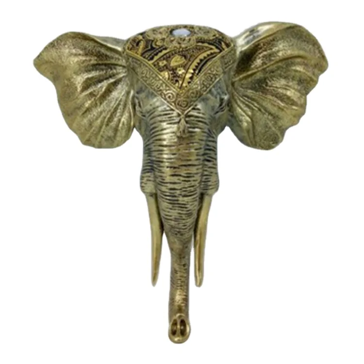 Home Decorative Polyresin Wall Animal Elephant Head Sculpture With Cloth Kerchief