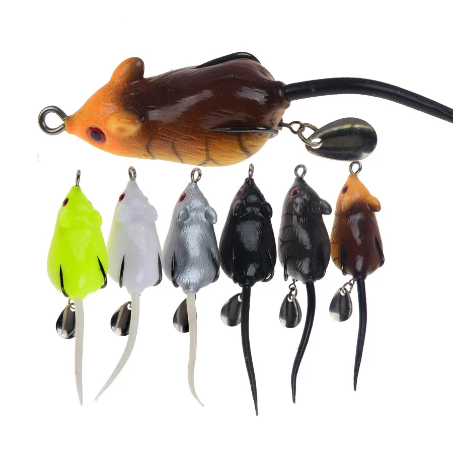 KY Bionic Mouse Thunder Frog With Spinner 55mm 10.5g Soft Baits Fishing Bait Soft Lure Lures Fishing Artificial Fishing Lures