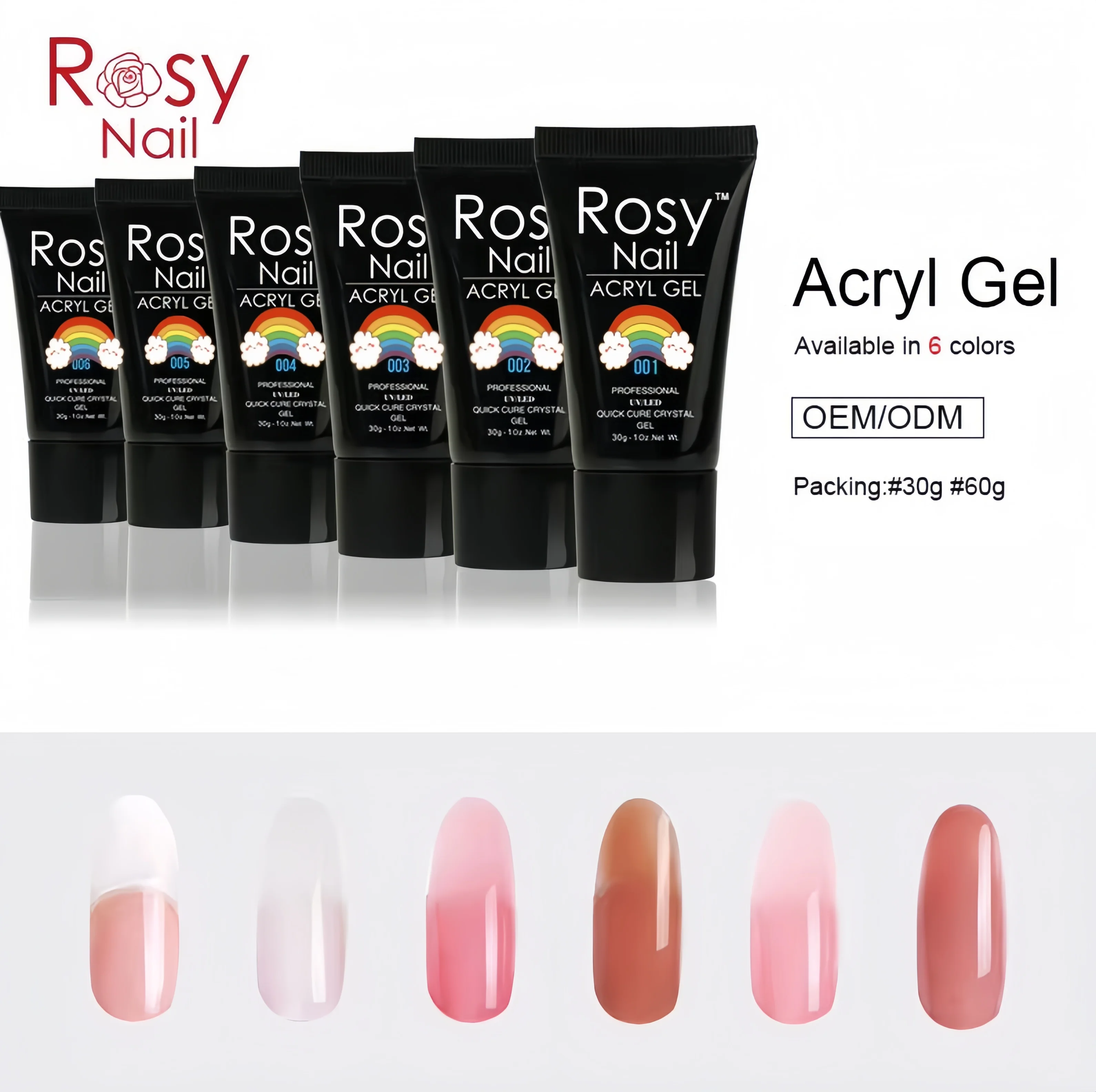 30g Wholesale nail salon professional builder long nail gel 6 basic pink nude clear colors Extensions Acrylic Gel