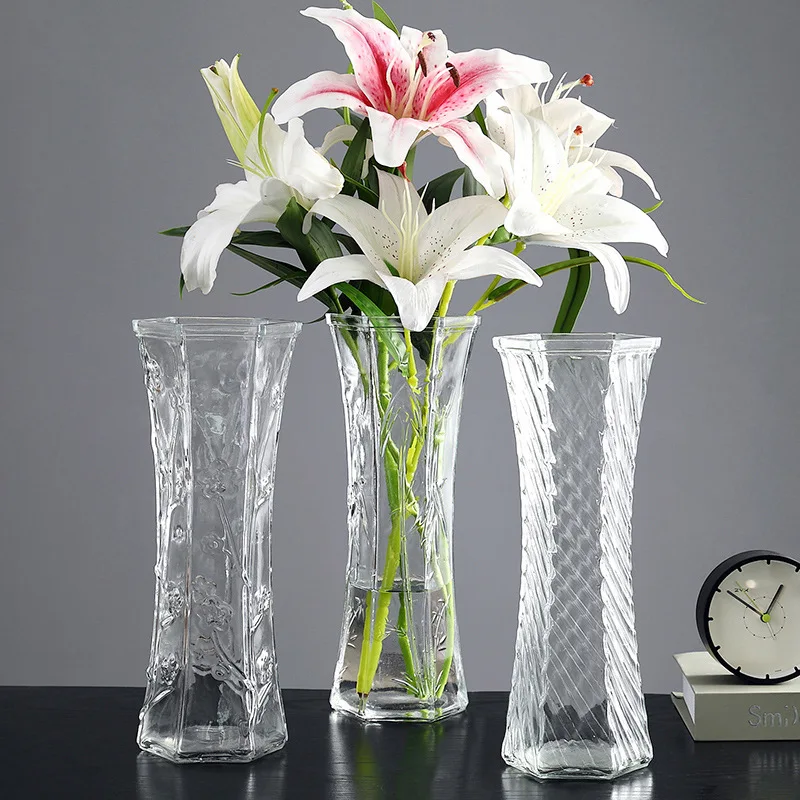 Hydroponic vase European large thick glass vase transparent flower arrangement for the living room clear flower glass vase