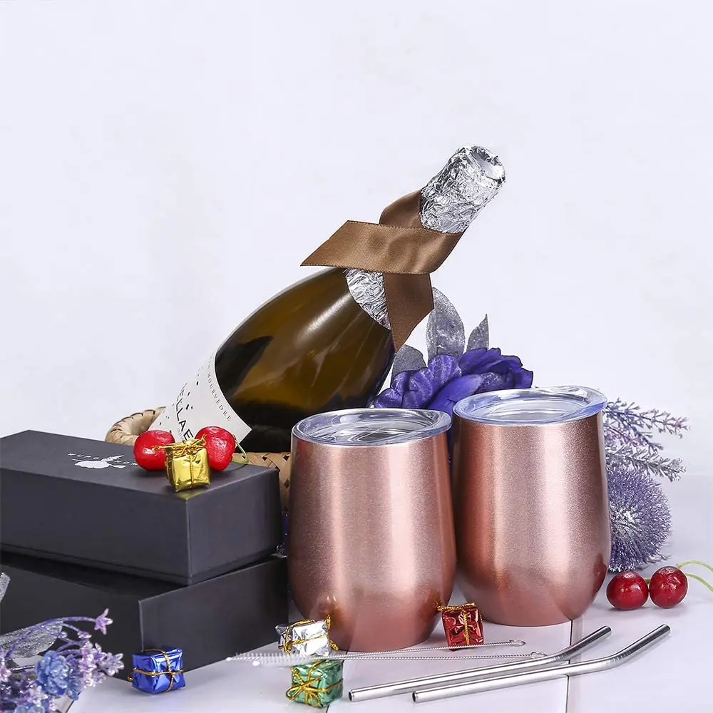 Rose gold wine bottle and tumbler set clear tumblers with lid and straw wholesale bulk mini tumbler