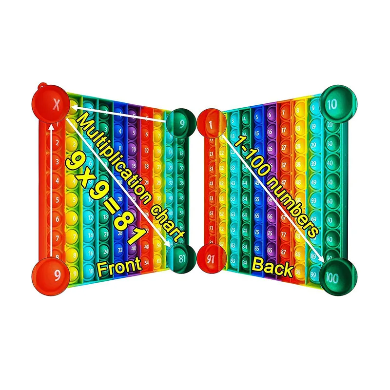 Push Pop Fidget Toy Bubble, 1-100 Numbers Multiplication Math Skills Stress Relieving Fidget Popper