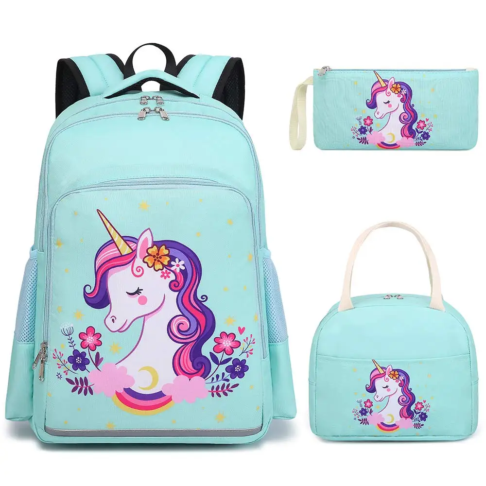 
2020 Cheap Custom Lightweight Waterproof Polyester 3 Set Cute Book School Backpack set Kids Backpack for Girls 