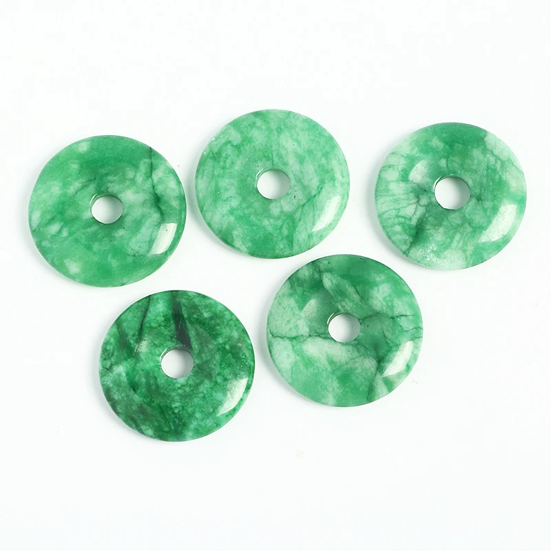 Wholesale High Quality Natural Burma Jade Donut Shape Beads Pendant Blue Gemstone Donut Pendant
