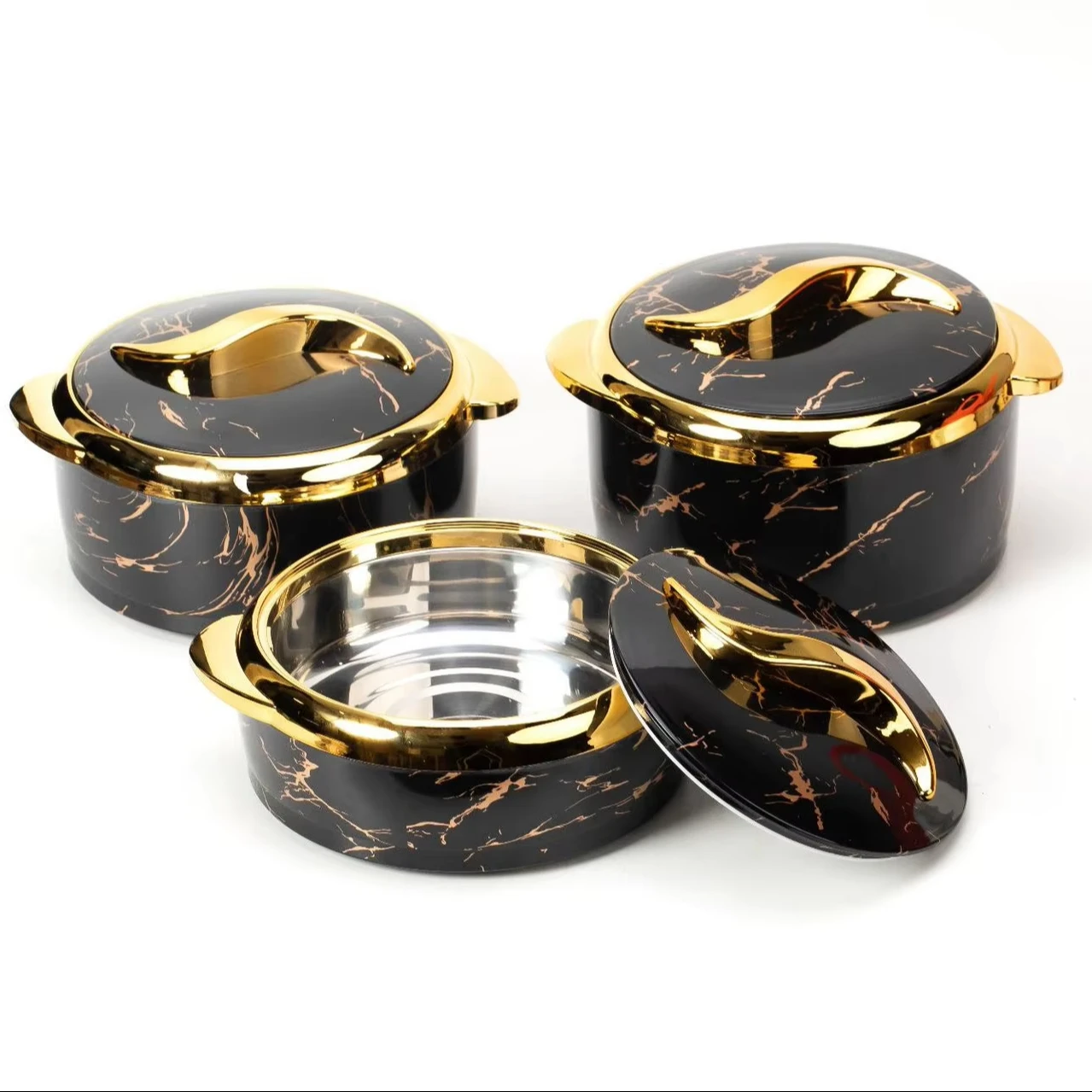 KALA 3 Pcs/set Thermos Warm Food 1.5l+2l+2.5l Stainless Steel Plastic Insulation Box Hot And Cold Food Storage Container