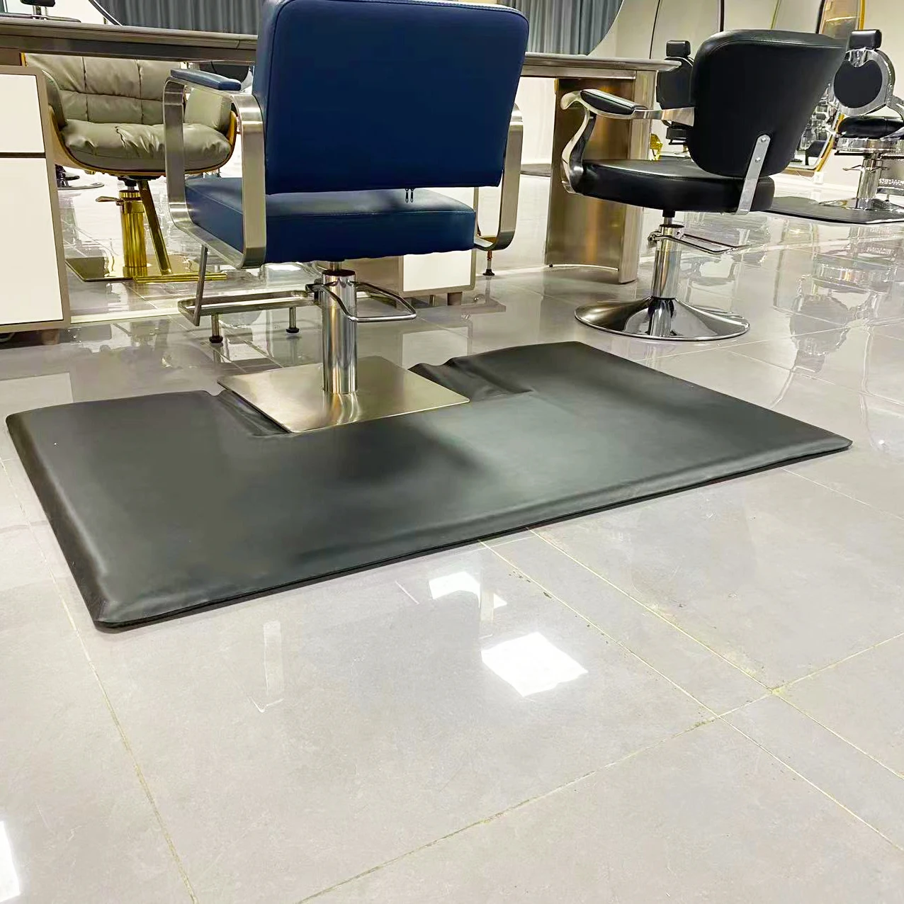 PU Hair Salon Rubber Mats Salon Station Hair Stylist square Chair t Barber Shop Chair Anti Fatigue Floor Mat
