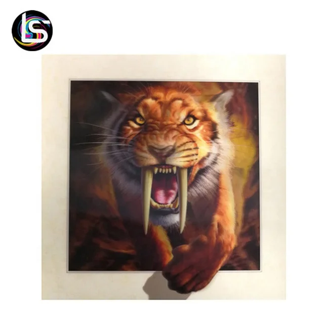 Custom Lenticular Printing Lion Painting 3d Effect Animal Pictures
