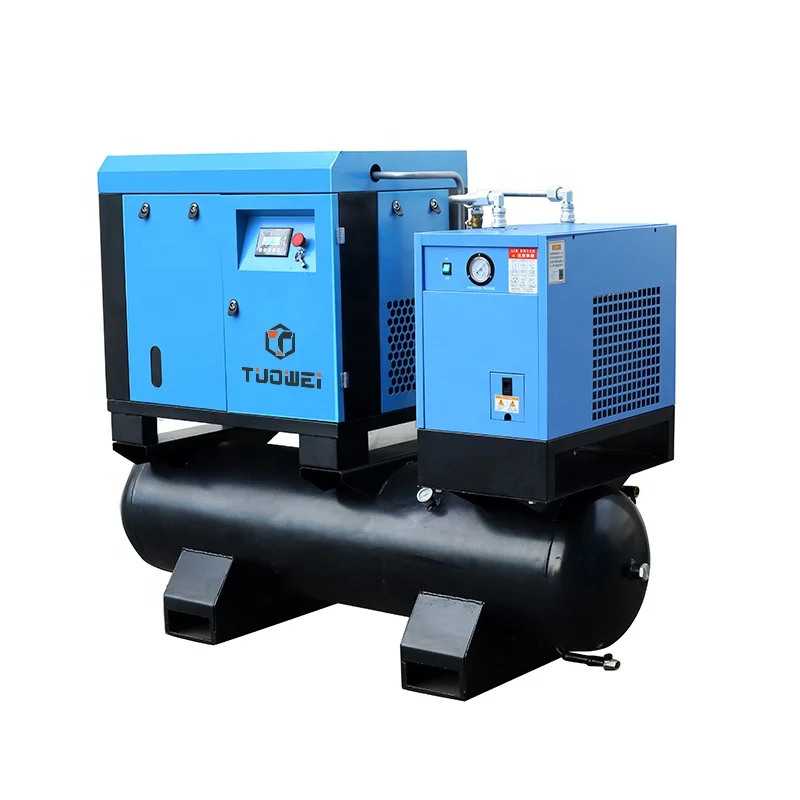 7.5 kW 10 Hp 10bar Low Noise Industrial Screw Air Compressor With Air Dryer And 300l Air Tank