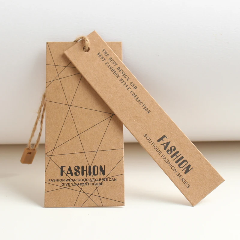 Die Cut Recycled Custom Logo Hanging tag Swing Tag Kraft Paper Hang Tag With Big Hemp Rope