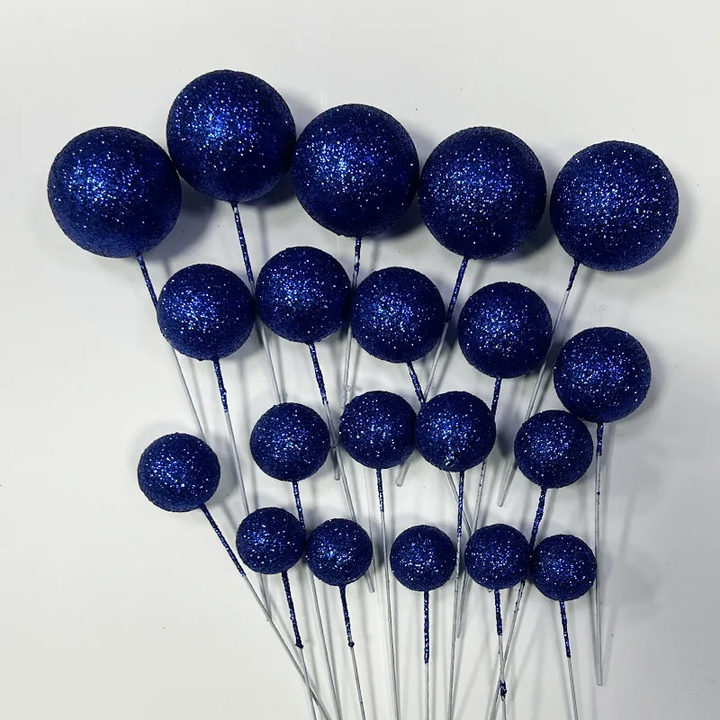 2/2.5/3/4cm Hot Selling Happy Birthday Stock Cake Ball Decorations  Popular Glitter Shiny Baking Balls Graduation cake toppers