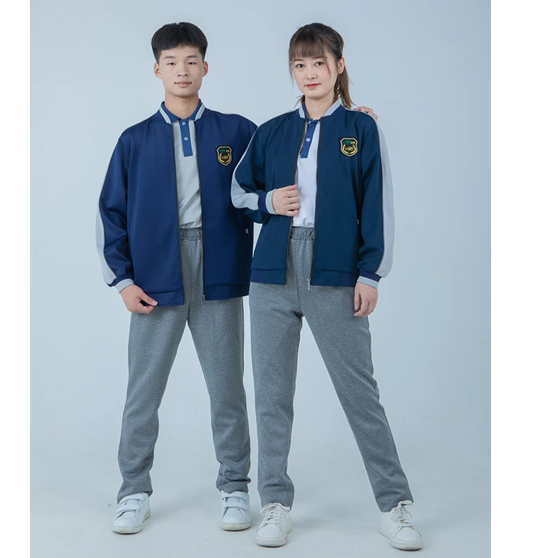 Hot selling  Spring autumn Primary High school uniform sports wear  cotton Tracksuit  for Students