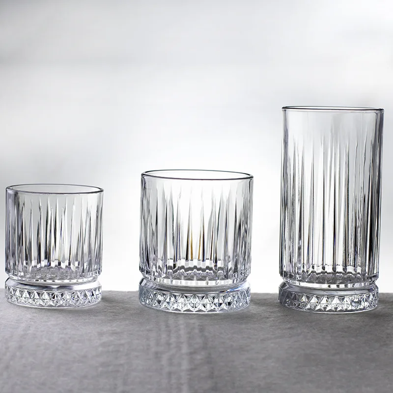 Classical Vertical Striped 7/12/15oz 210/360/450ml Clear Glass Whiskey Mug Brandy Cup For Bar Drinking Liquor Wine
