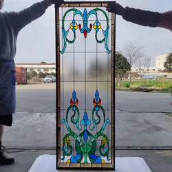 Vintage Floral Hand Drawing Toughened Stained Glass
