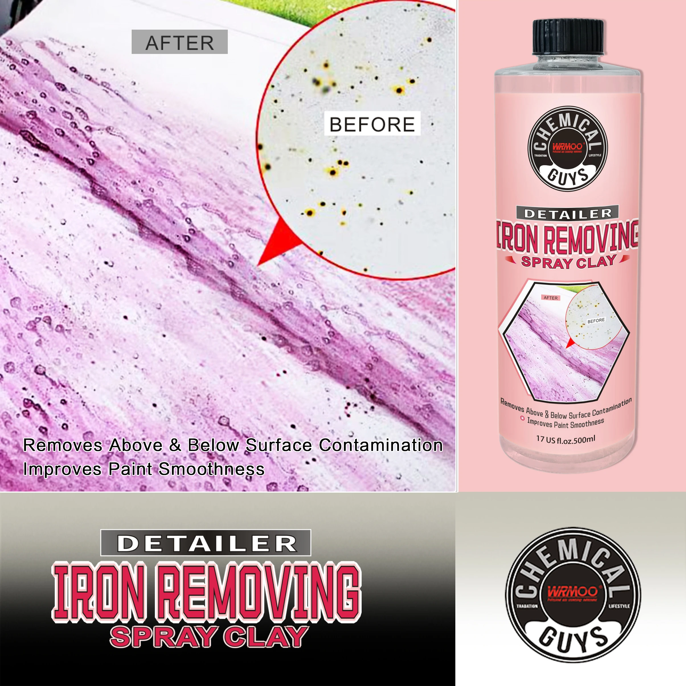 Iron powder remover for cleaning rust yellow and black spots on car paint surface