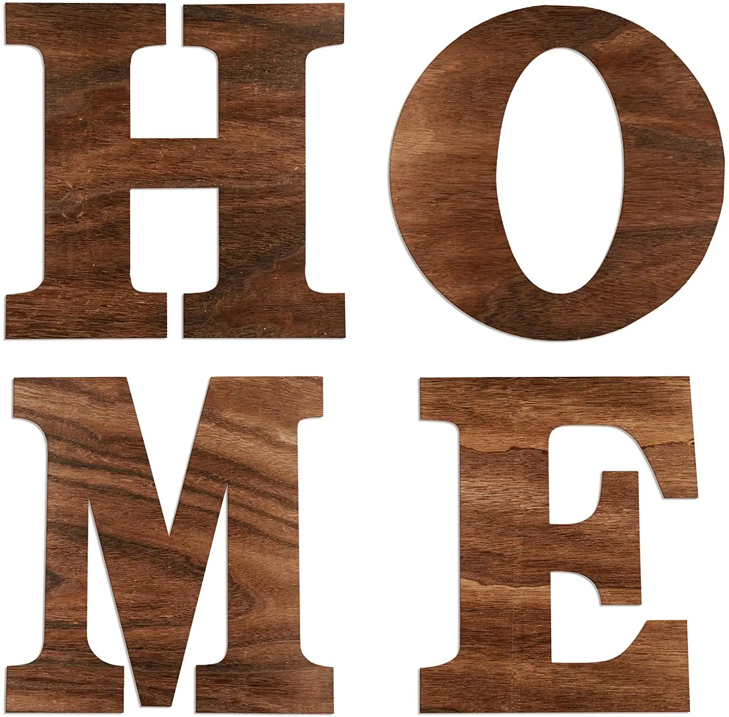 4 Pieces 12 Inch Wooden Letters Large Rustic Nature Wood Signs Brown Wooden Home  Wall Decoration