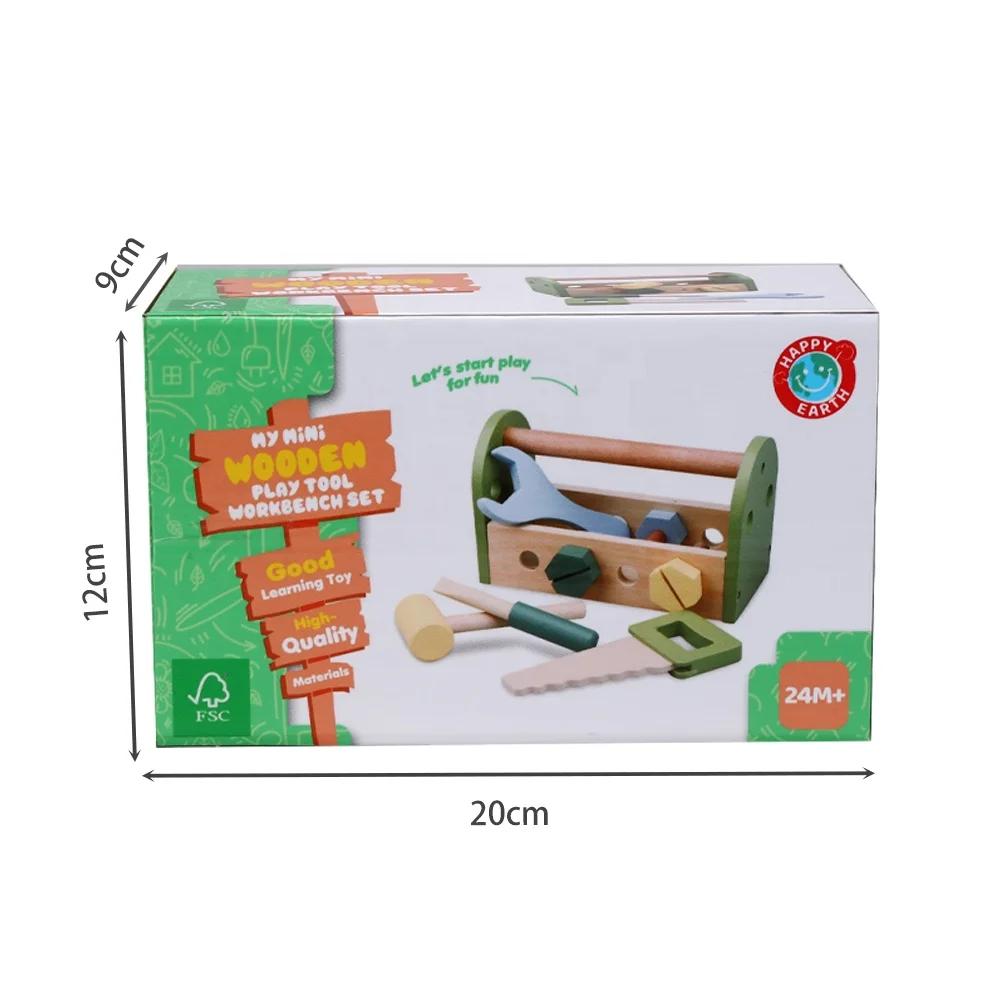Wood Tool Toys Pretend Play Set Toy with Tool Kits Screwdriver and Hammer Educational Montessori Wooden Tool Box Toys for Kids