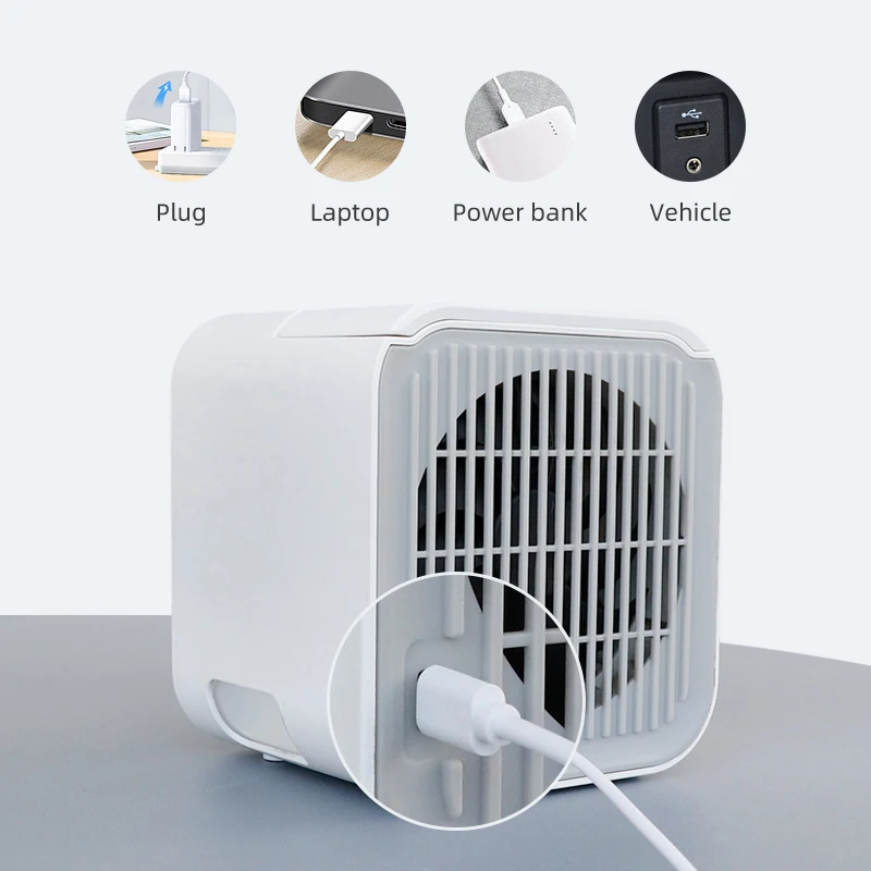 2024 New Portable Fan Air Cooler Mini Portatil Rechargeable Fan Water Evaporative Air Cooler