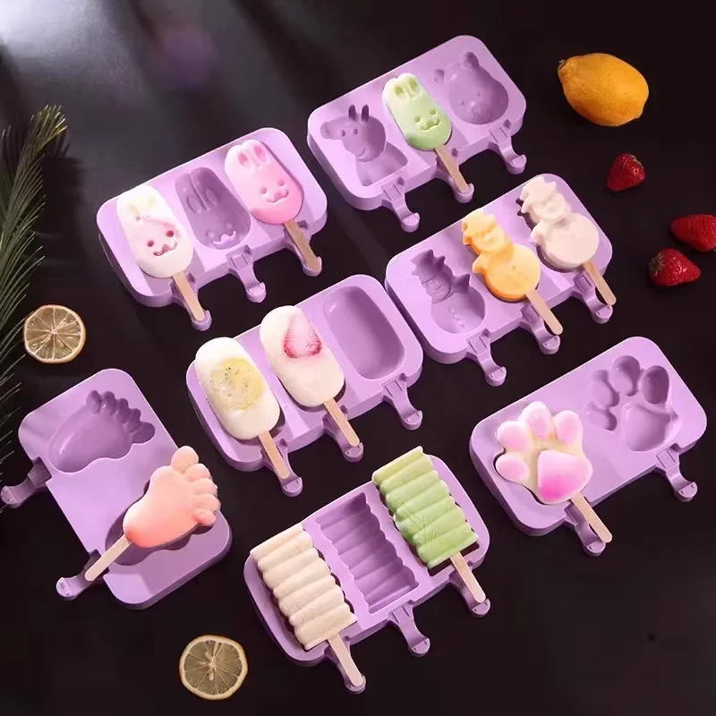 High quality customized silicone popsicle mold fruit shapes ice cream mold for children silicone molds for ice cream