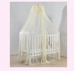 OEM polyester Princess Pink Blue White Color Children Kids Baby Cot Crib Canopy Bed Curtain Hanging Mosquito Net For Girls Bed