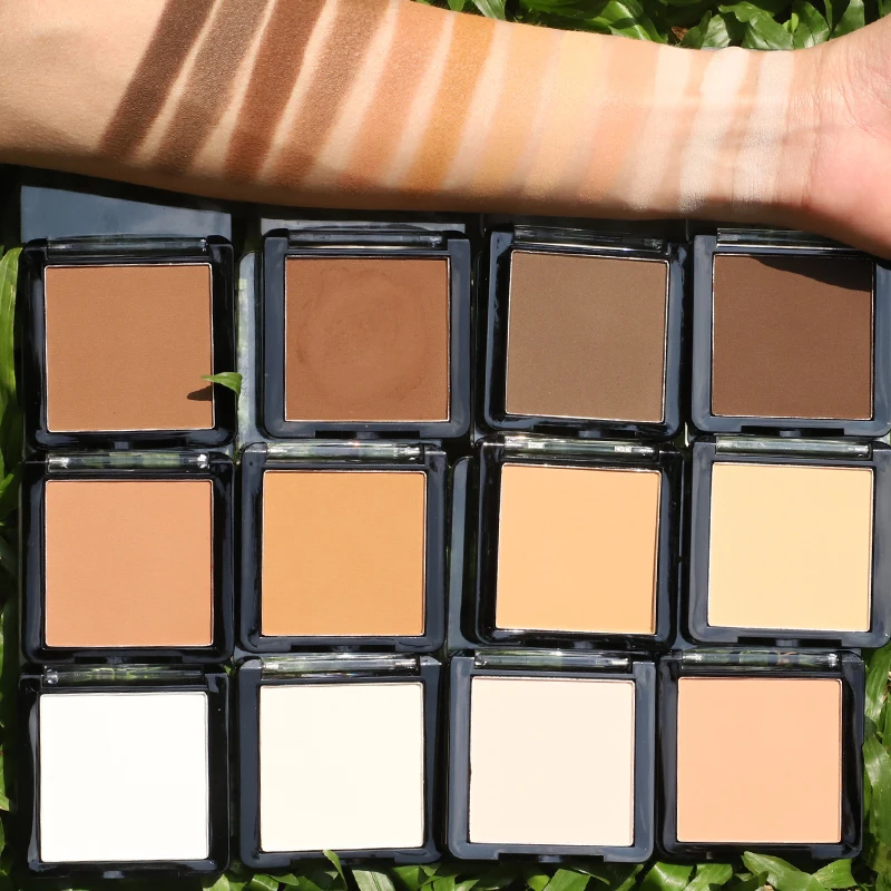 Private Label High Quality Matte Foundation Powder Hydraulic Mineral Pressed Dark Whitening Natural Brightening Pore Minimizing