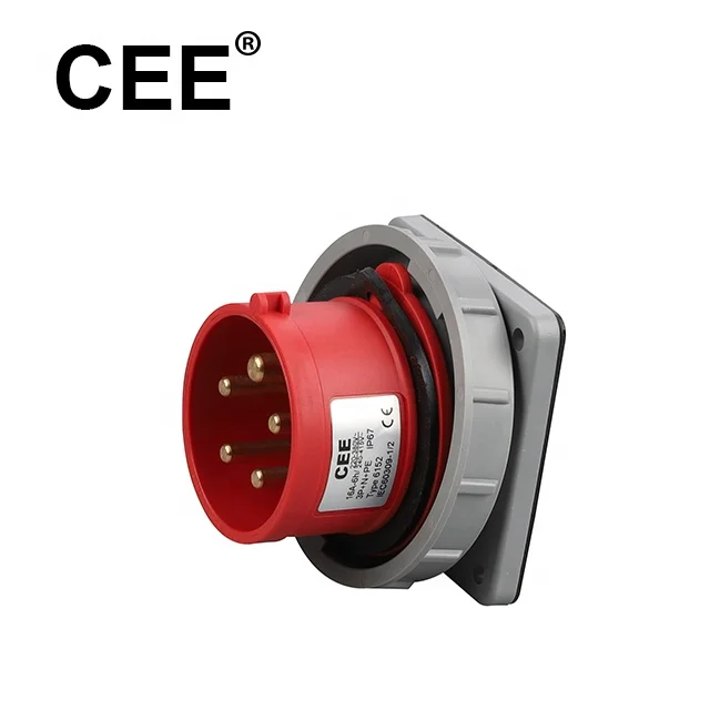 CEE IP67 red 220-380V 16A IEC standard 3P+N+E 5 pins Panel mounted socket industrial plug & socket