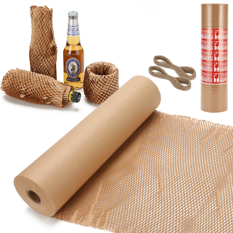 Eco-Friendly Recyclable Cushioning Wrapping Craft Paper Dispenser Corrugated Packaging Kraft Paper Roll With Shipping Boxes