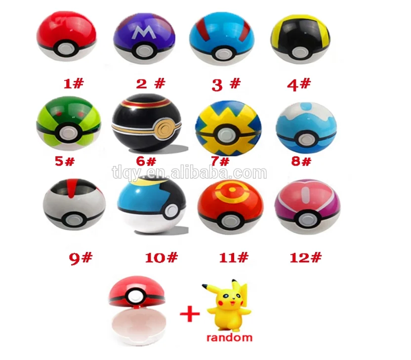 pokeball toys Pocket Monster pikachu  wholesale 1Pcs Ball + 1pcs Free Random Premier Ball Pikachu Figures