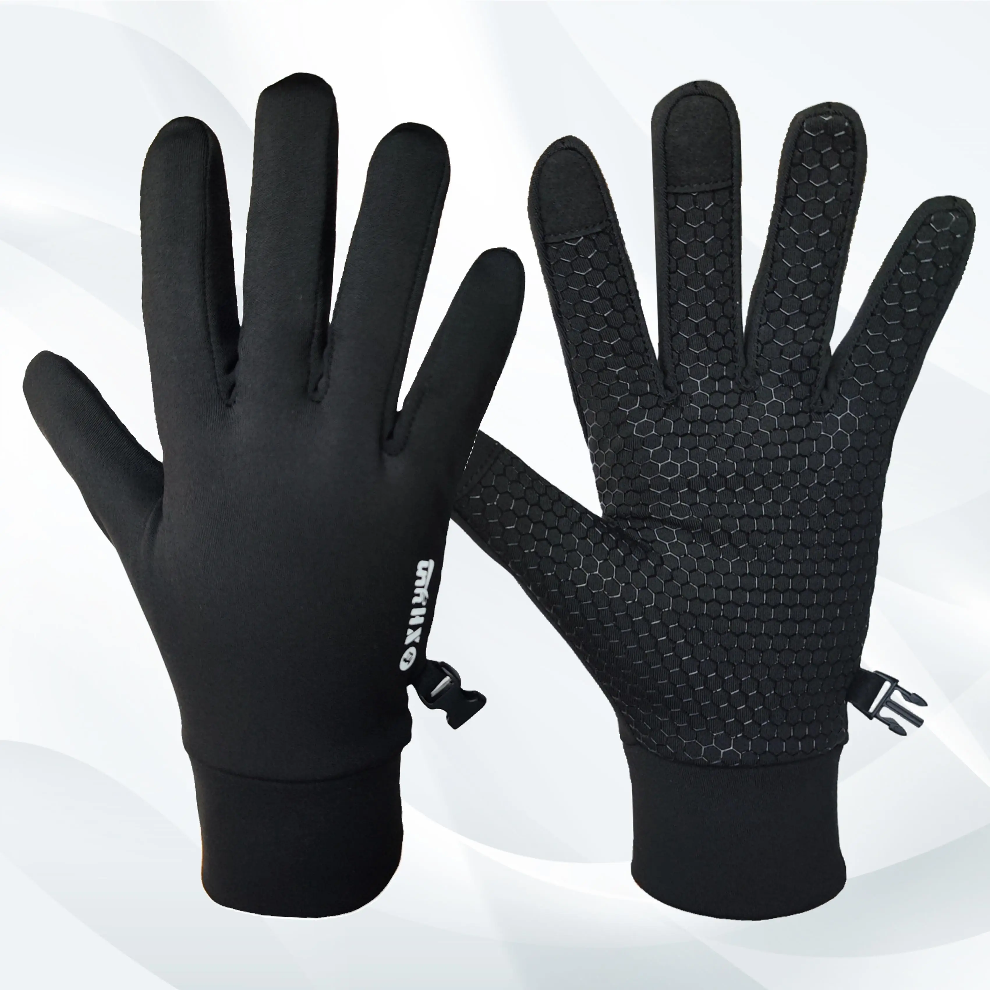 Black polyester screen touch anti-slip sweat absorbing custom  winter full finger warm bike riding bicycle cycling gloves
