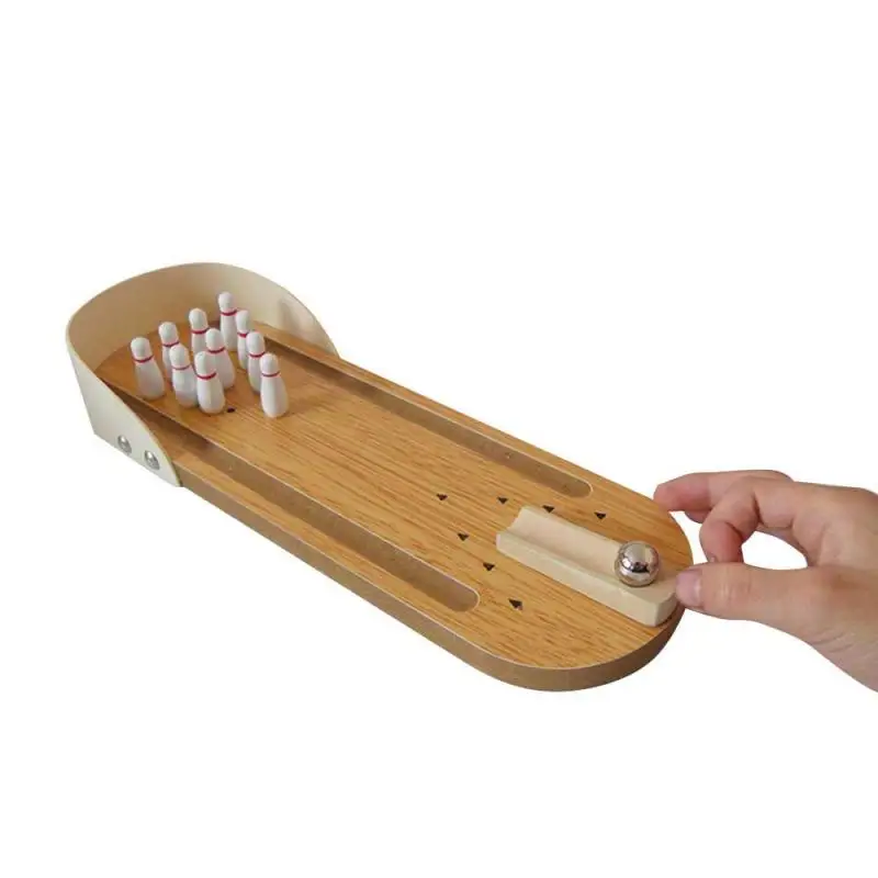 Classic Desk Ball Set,  Home Wooden Desktop Bowling Games Mini Bowling Game//