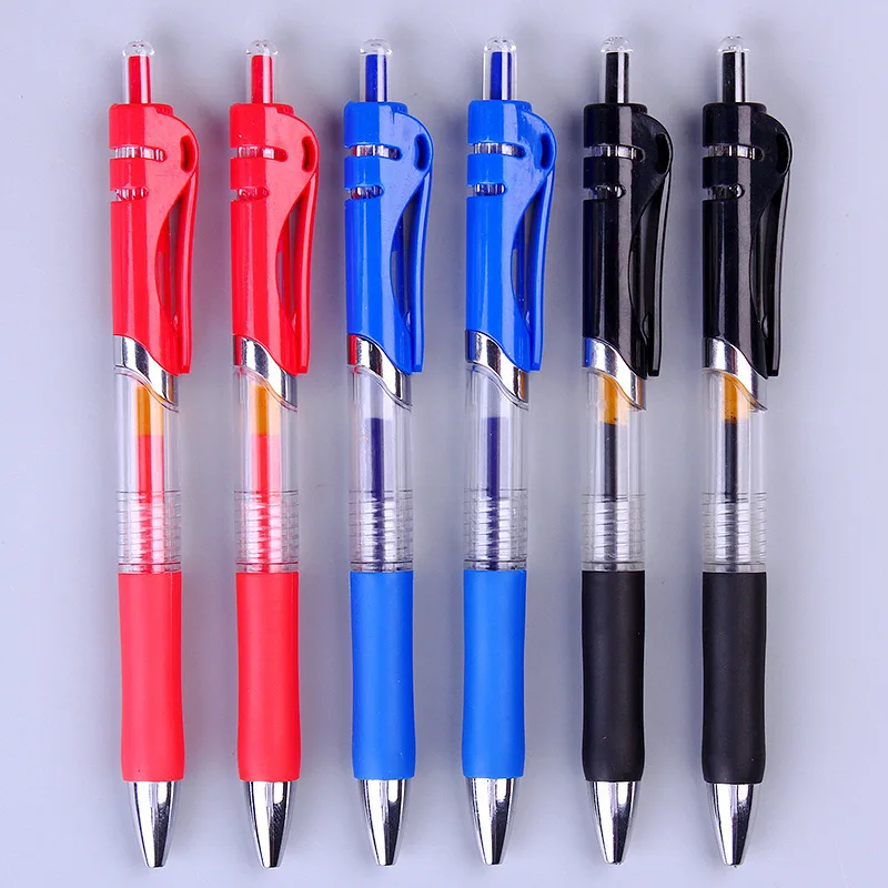 Custom wholesale press neutral pens Carbon red black blue water based signature student gel pens