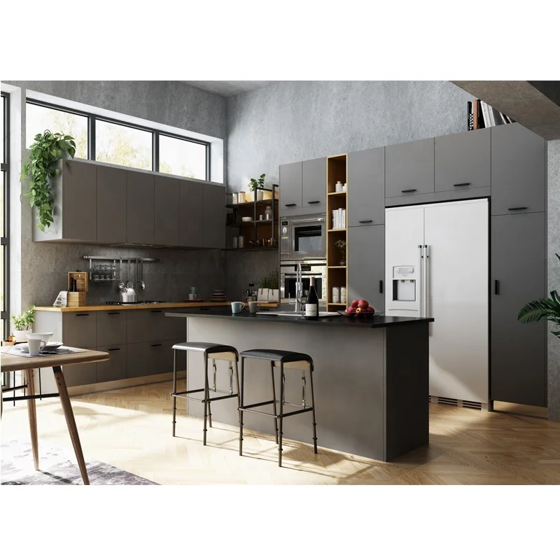 China Factory Modern Design Luxury Plywood Customized Lacquer Black And White Modular Kitchen Cabinets