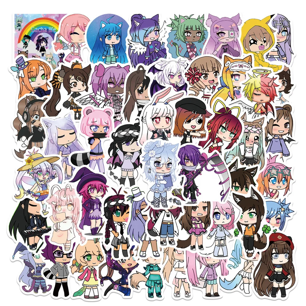 50 шт. Мультяшные милые наклейки Gacha Life для багажа блокнота холодильника декоративные детские игрушки оптовая продажа