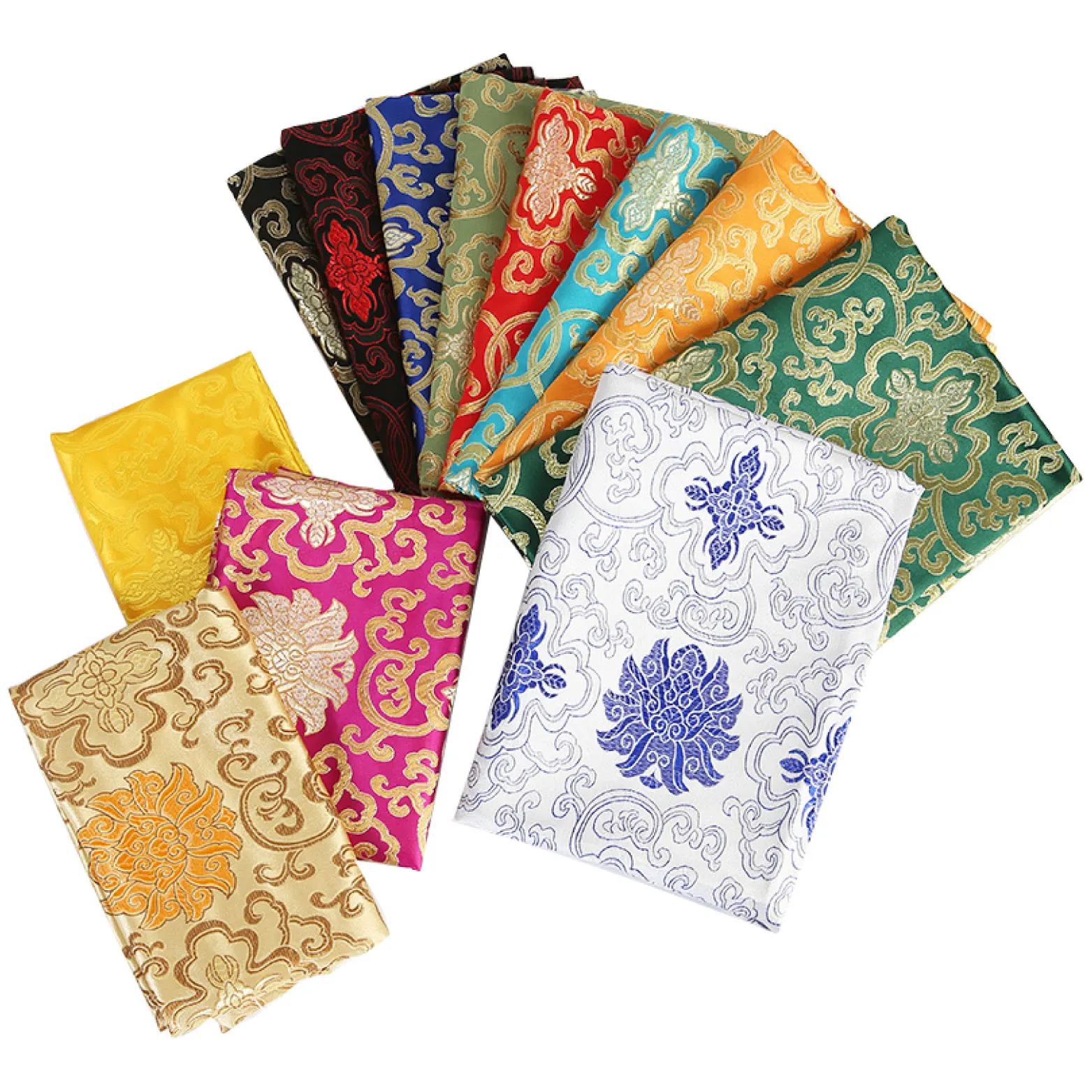 Imitation Silk Brocade Plum Blossom Bamboo Leaf Designs Floral Polyester Cushion Curtain Table Cloth Chinese Jacquard Fabric