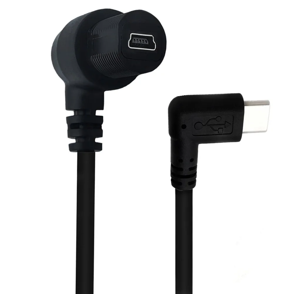 Угол наклона Mini 5P USB-B кабель к USB C Type-C панель данных удлинитель Type для автомобиля грузовик лодка мотоцикл приборная