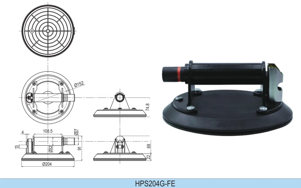 Heavy duty hand pump suction cup