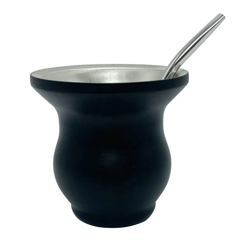  8 унций черно-зеленые изготовленные на заказ двойные стены нержавеющая сталь с соломинкой Термокружка yerba mate Аргентина