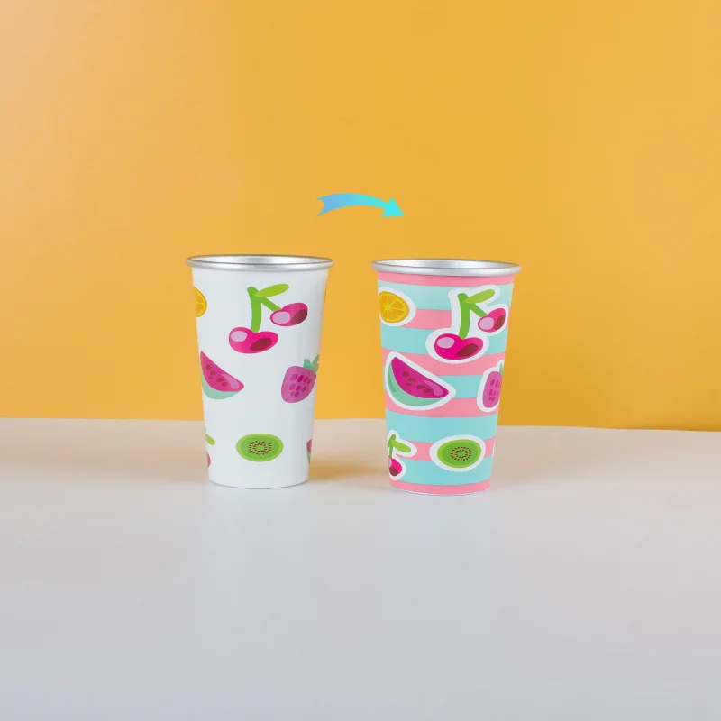Customized aluminum beer cup that changes color when cold Creative niche design pattern can be customized with logo