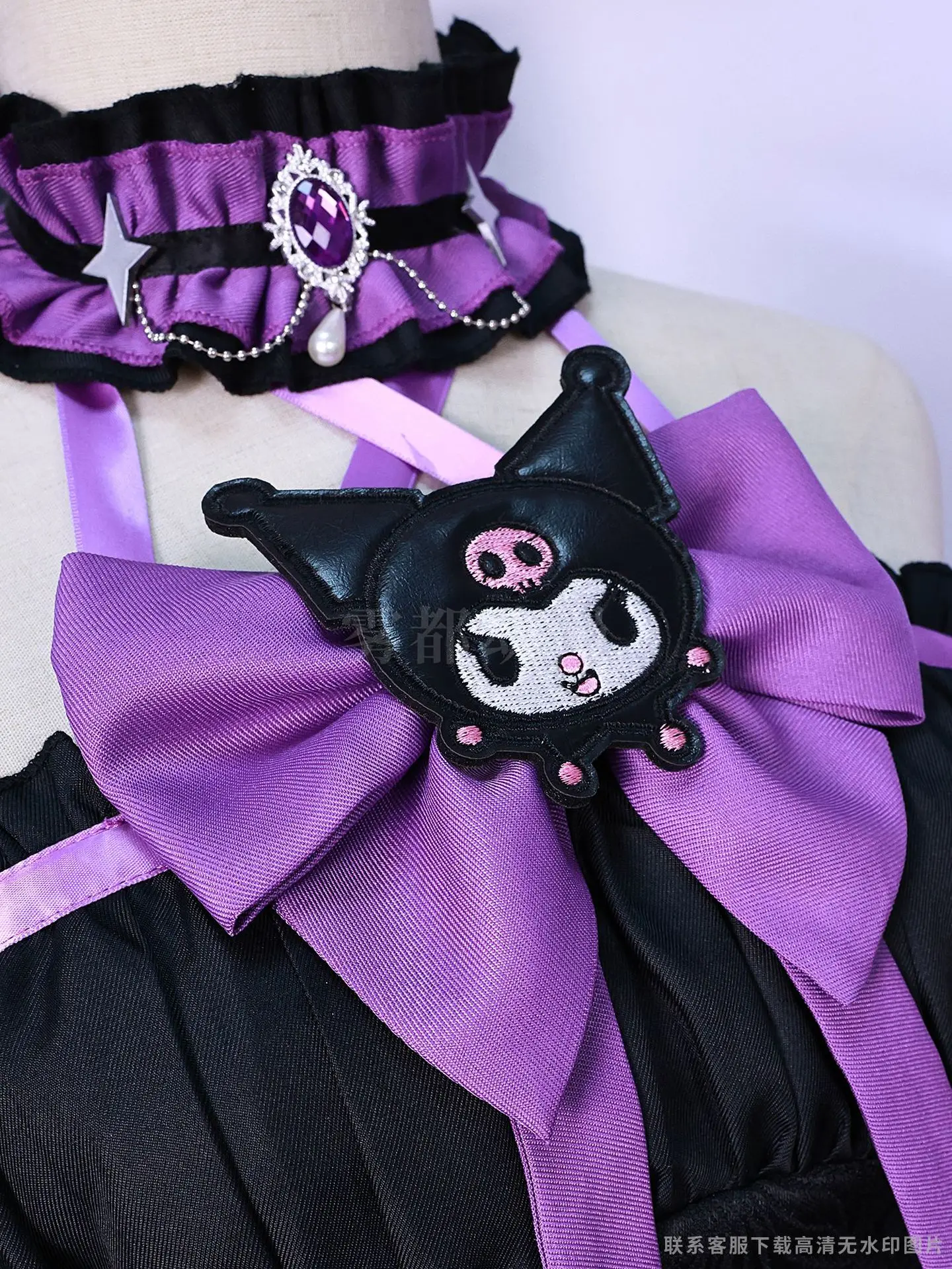 Game Identity V Cosplay Blood Mary Long Layered Purple Black Dresses Pink Bows Full Set Halloween Costume Costume