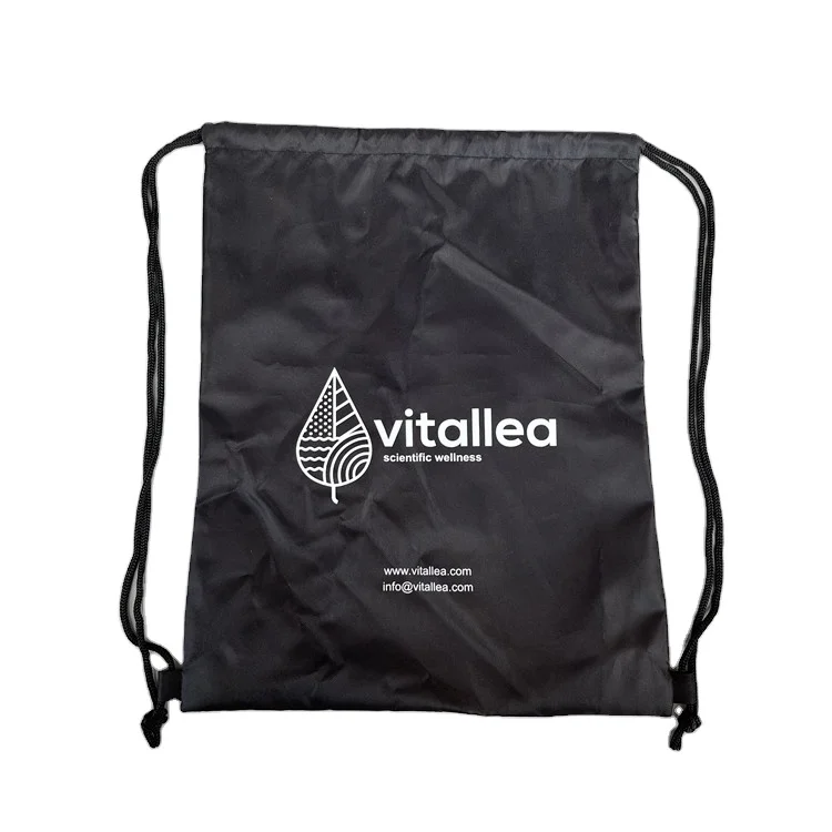 Custom Wholesale High Quality Waterproof Recyclable Black Sublimation Drawstring Bag Nylon Travel Sport Gym Drawstring Backpack
