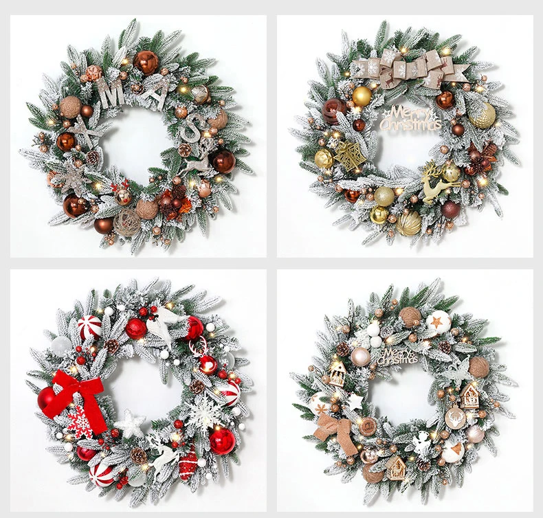 2024 PVC large decoration hand made artificial wreath bulk buy big christmas wreath door garland