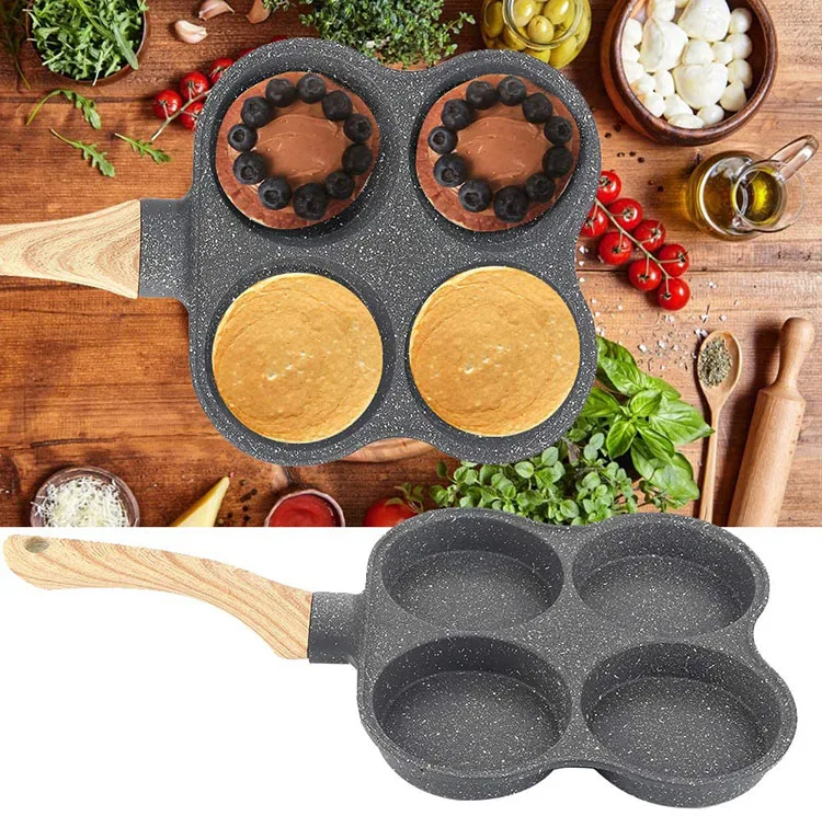 4 hole Nonstick Egg Frying Pan 4 in 1 Divided Frying Grill Pan Pancake Omelette Pans Aluminium Alloy Fried Egg Cooker