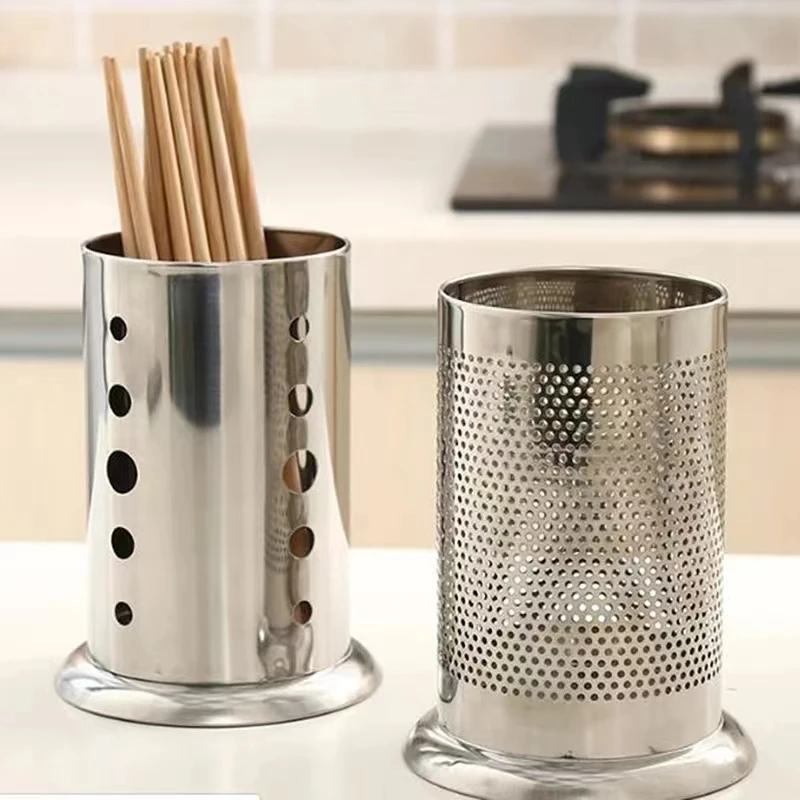 Cutlery Holder Stainless Steel Chopsticks Tube Tableware Holder For Drain Stainless Steel Kitchen Rack Utensil Holder Set