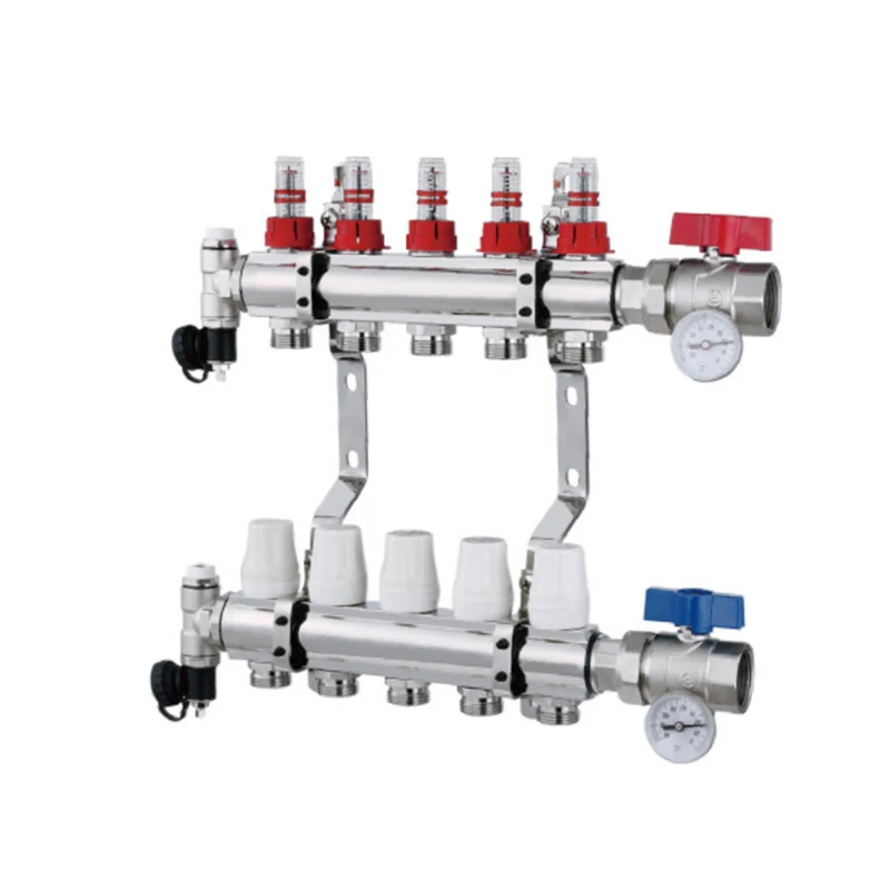 water manifold brass plastic manifold gauge digital with flowmeter & bracket for heating system