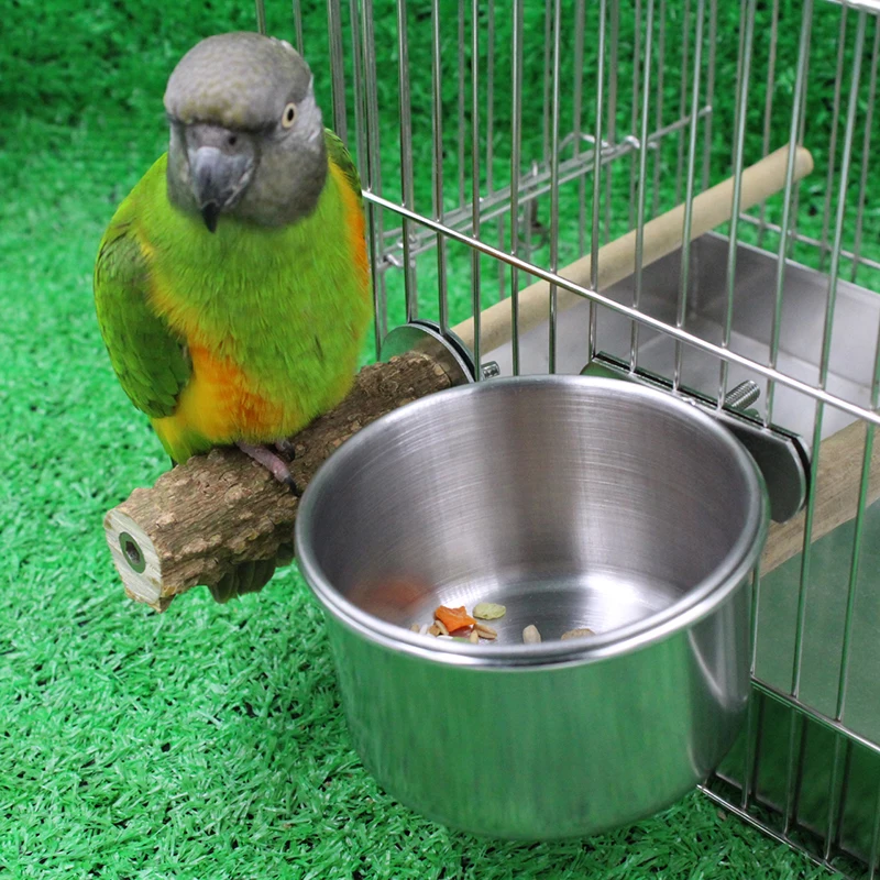 Высококачественная миска для кормления птиц из нержавеющей стали с зажимом
