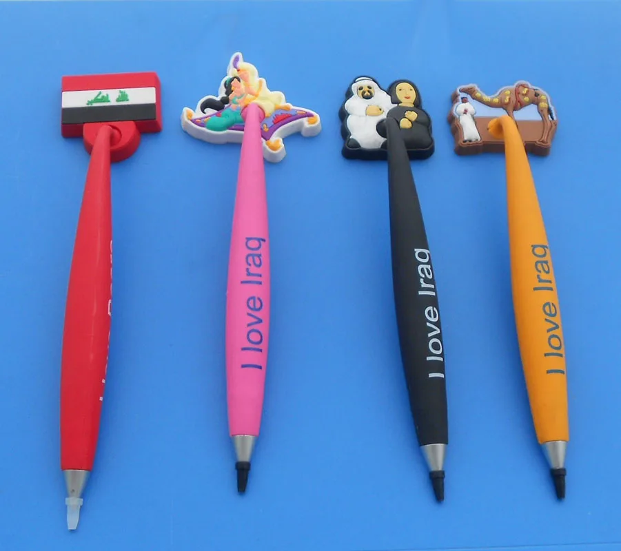 Fridge magnet pen custom made pvc silicone  rubber souvenir fridge magnet ballpoint ball pen with print logo